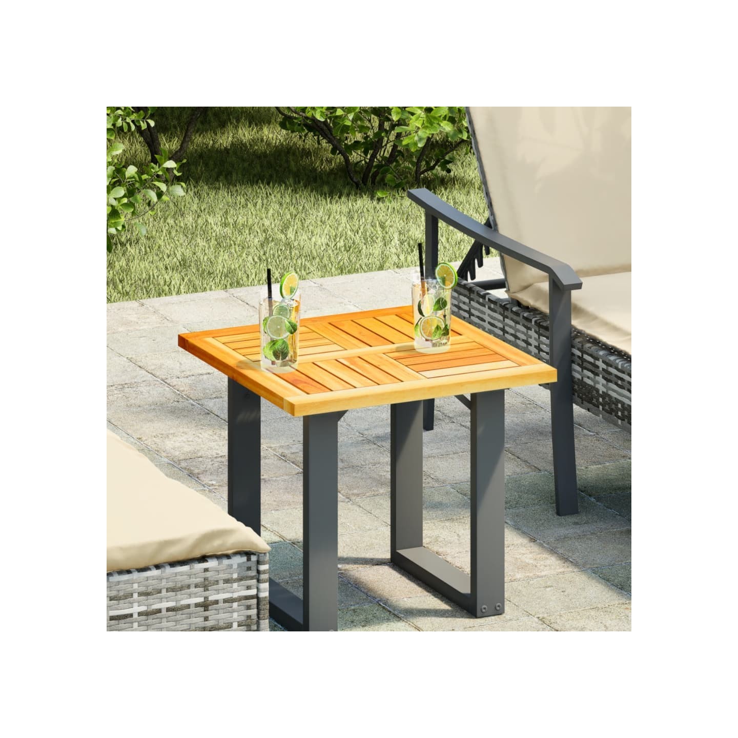 Dessus de table 50x50x2 cm carré bois massif d'acacia