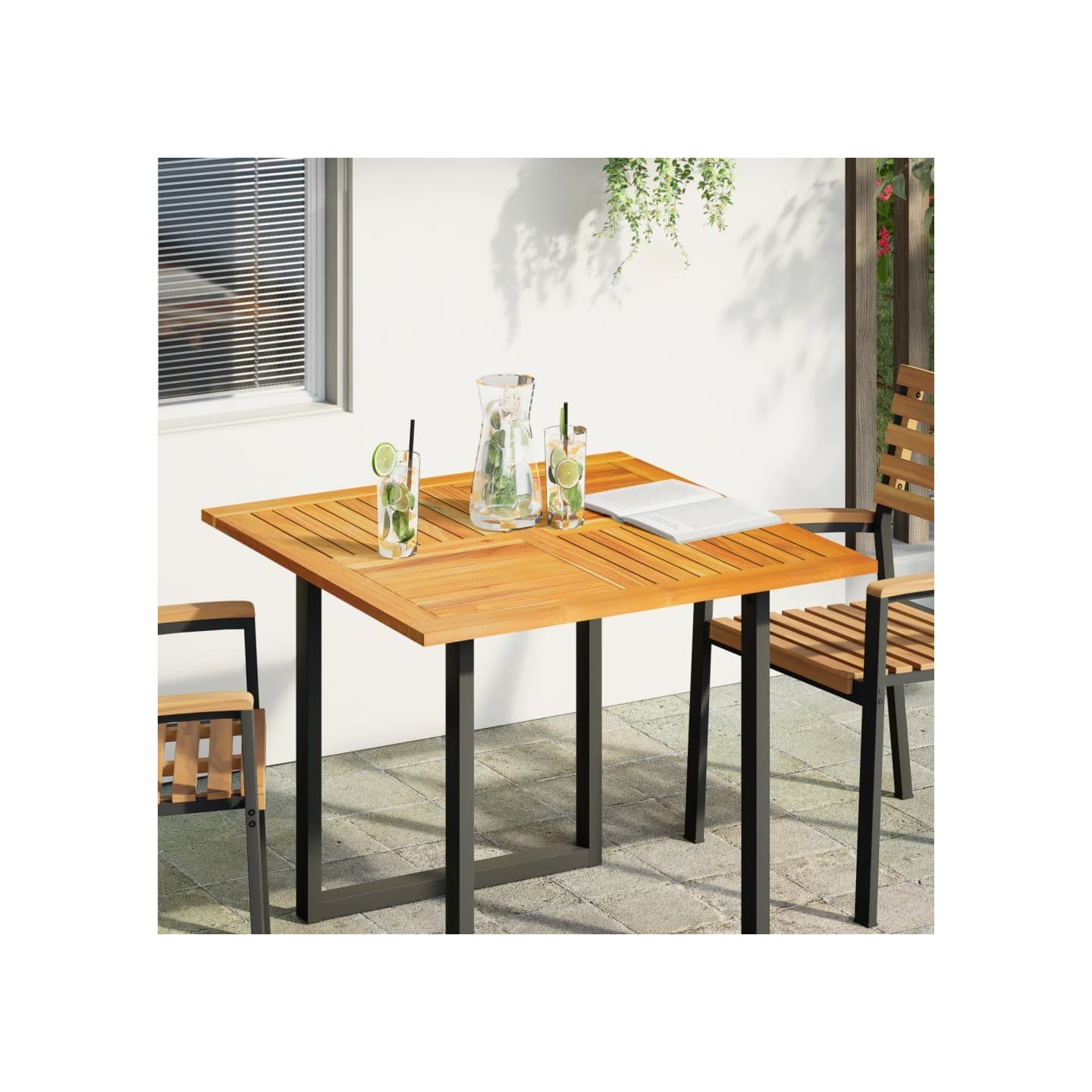 Dessus de table 90x90x2,2 cm carré bois massif d'acacia