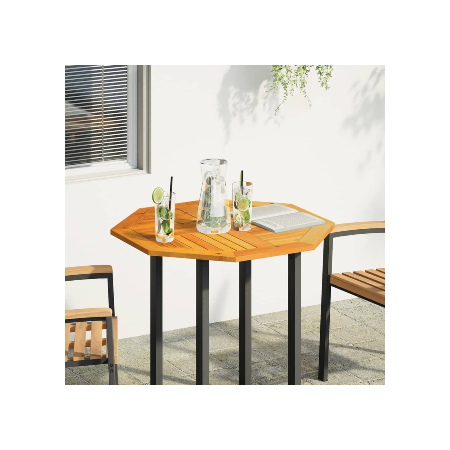 Dessus de table 80x80x2,2 cm octogonal bois massif d'acacia