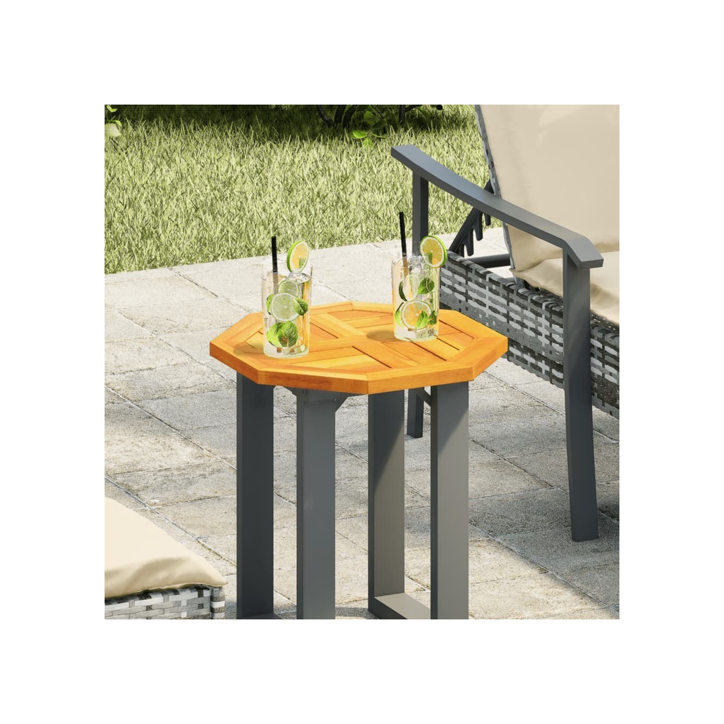 Dessus de table 40x40x2 cm octogonal bois massif d'acacia