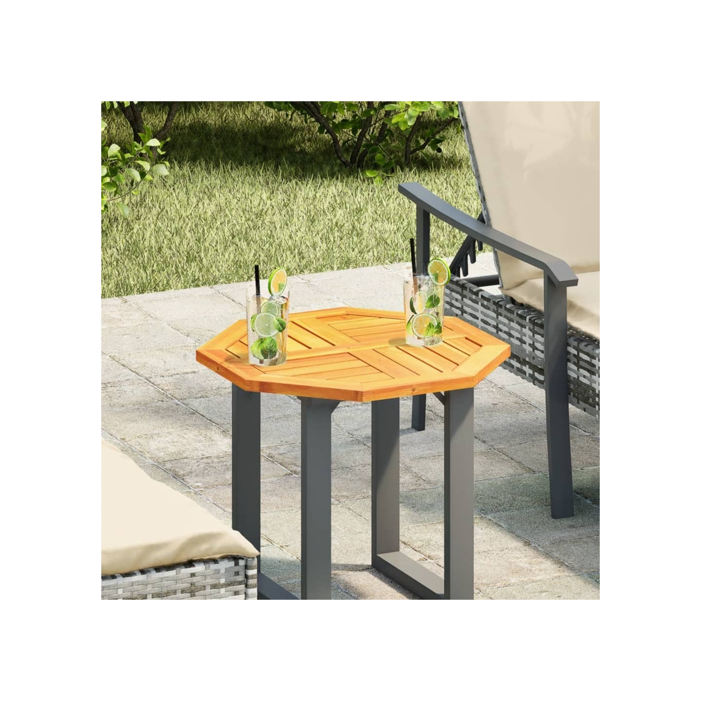 Dessus de table 50x50x2 cm octogonal bois massif d'acacia