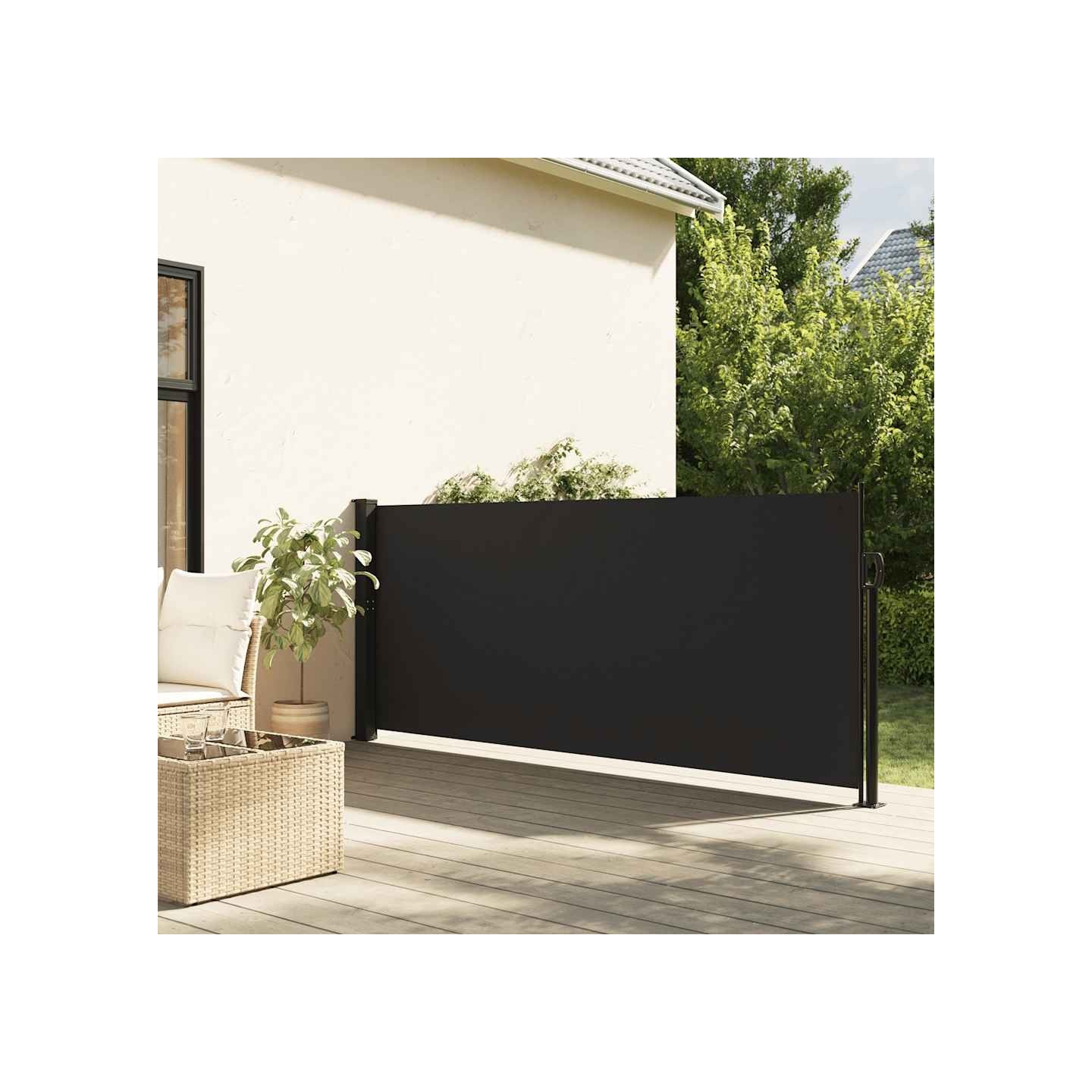 Auvent latéral rétractable noir 140x300 cm
