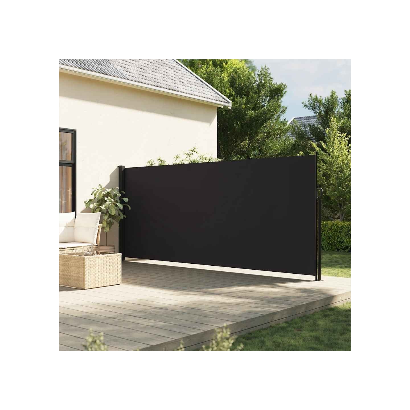 Auvent latéral rétractable noir 160x300 cm