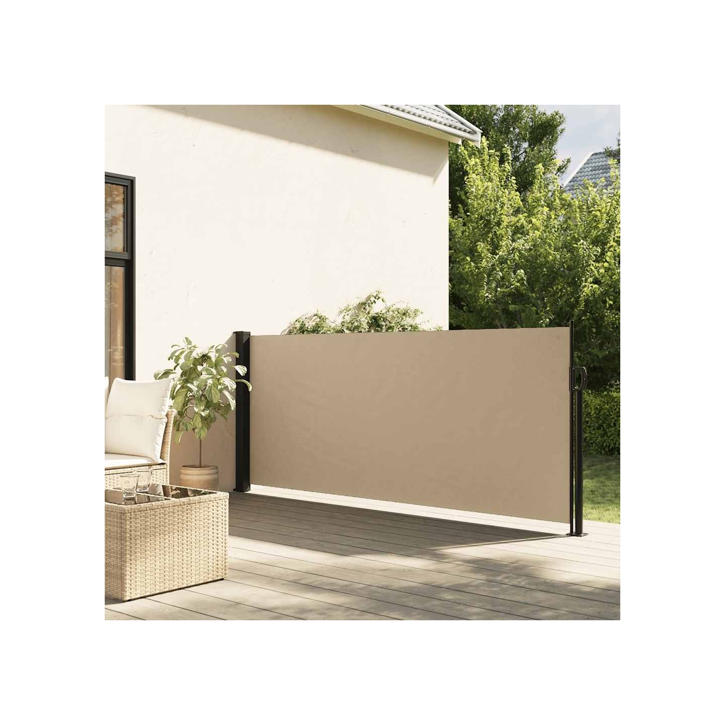 Auvent latéral rétractable beige 100x500 cm