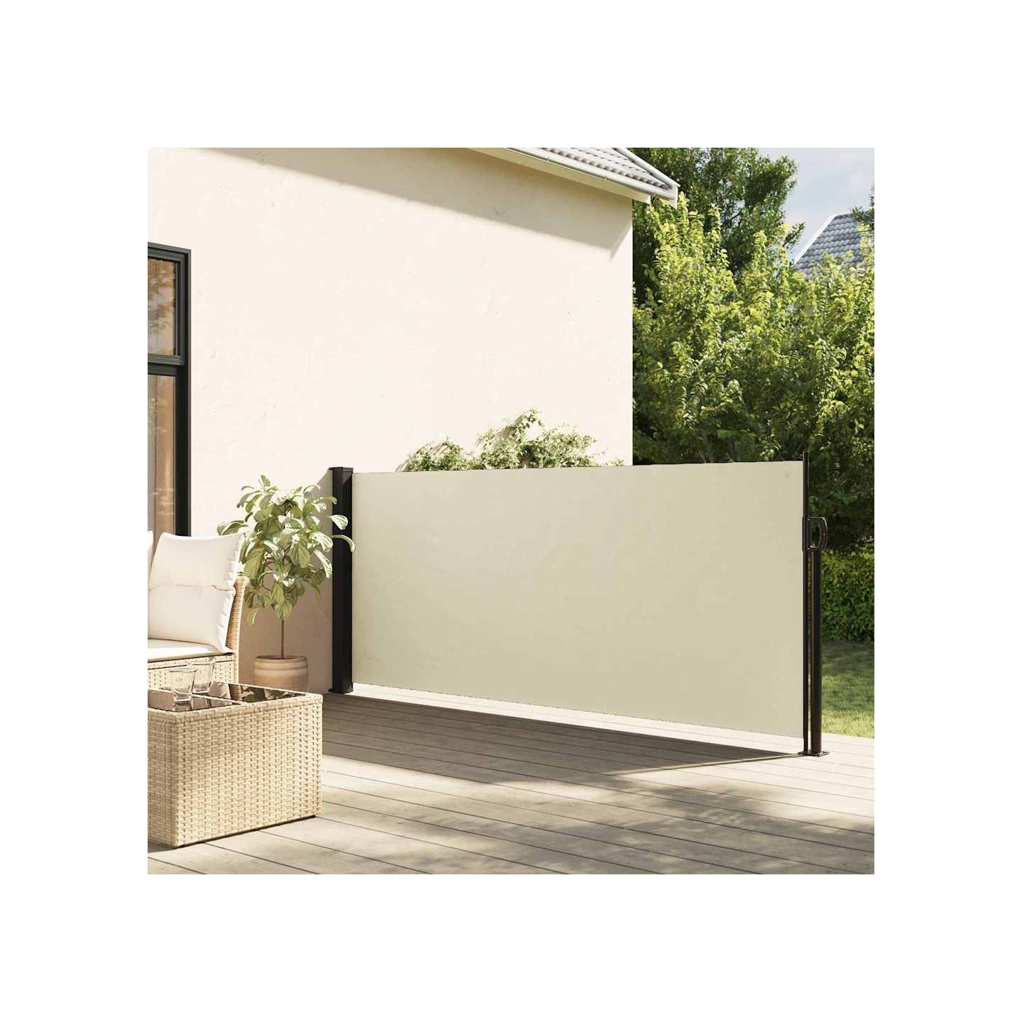 Auvent latéral rétractable crème 120x500 cm