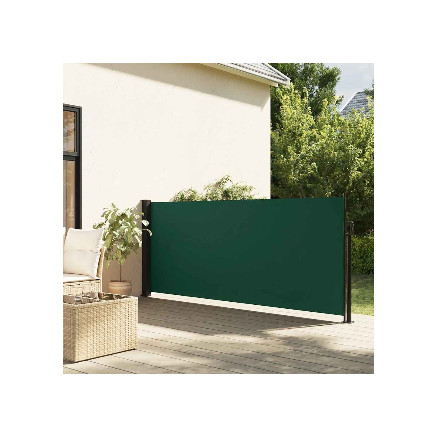 Auvent latéral rétractable vert foncé 120x500 cm