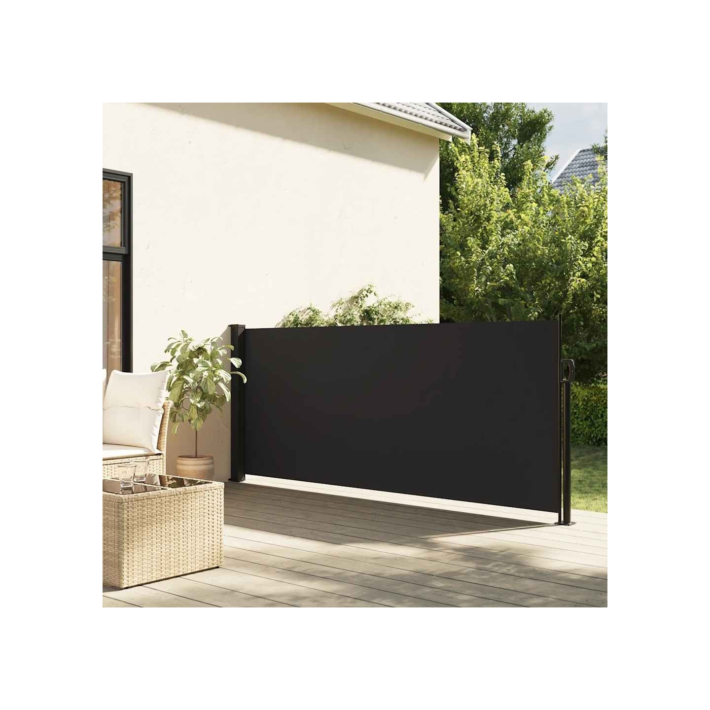 Auvent latéral rétractable noir 120x600 cm