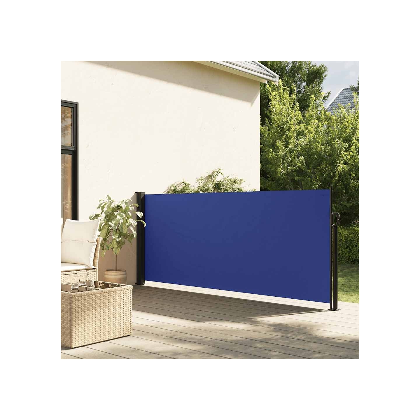 Auvent latéral rétractable bleu 120x600 cm