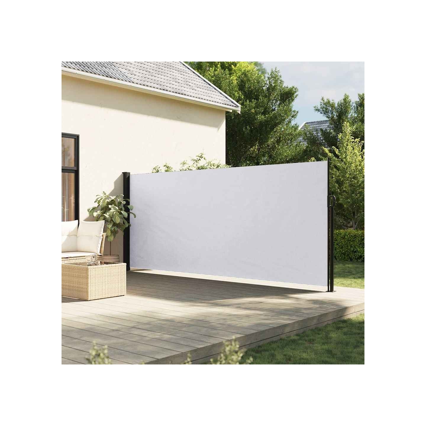 Auvent latéral rétractable blanc 160x600 cm