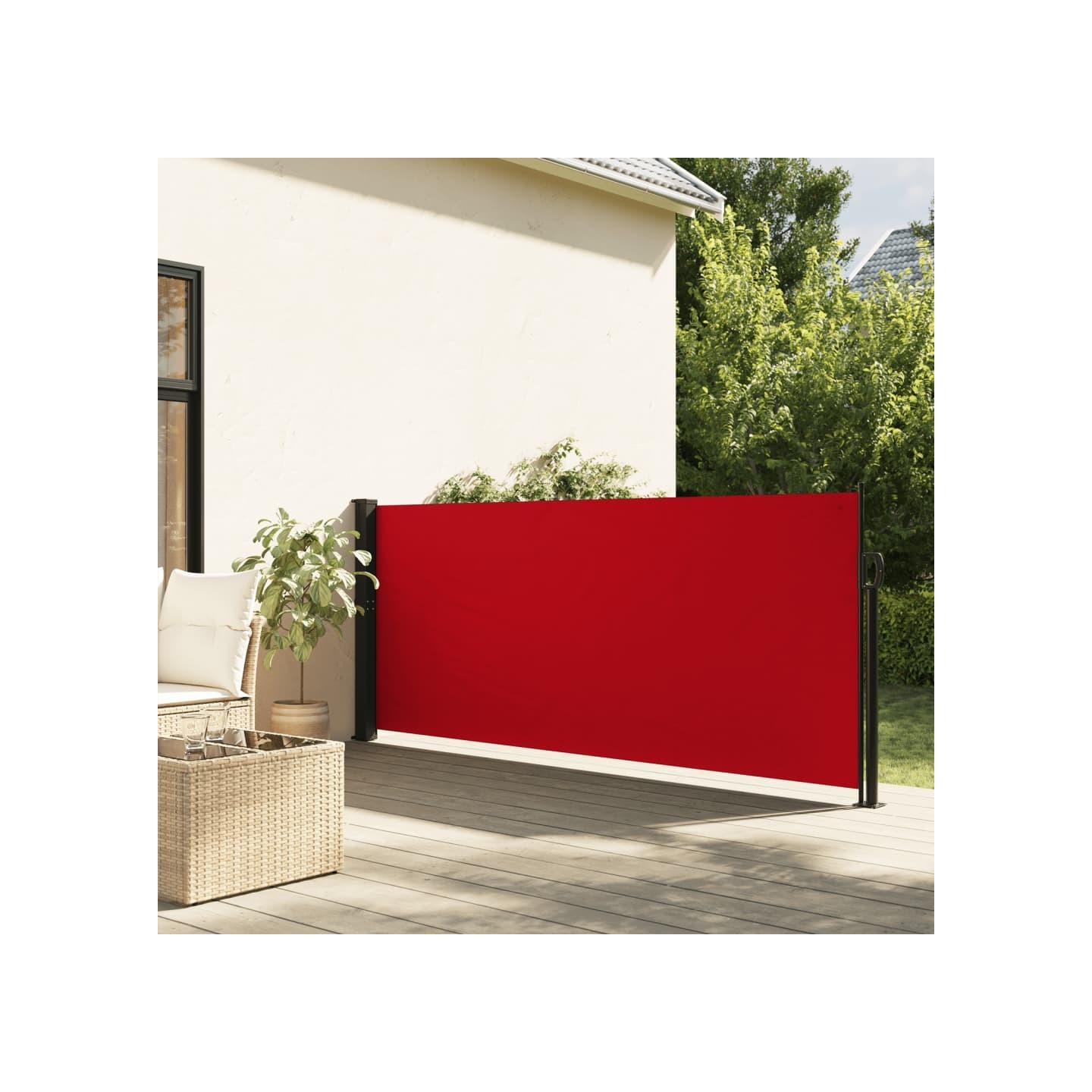 Auvent latéral rétractable rouge 140x600 cm