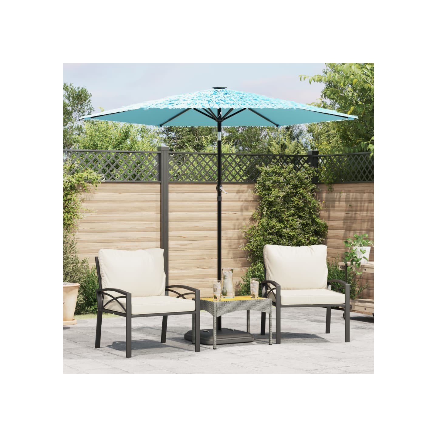 Parasol de jardin avec mât en acier bleu 223x223x213 cm