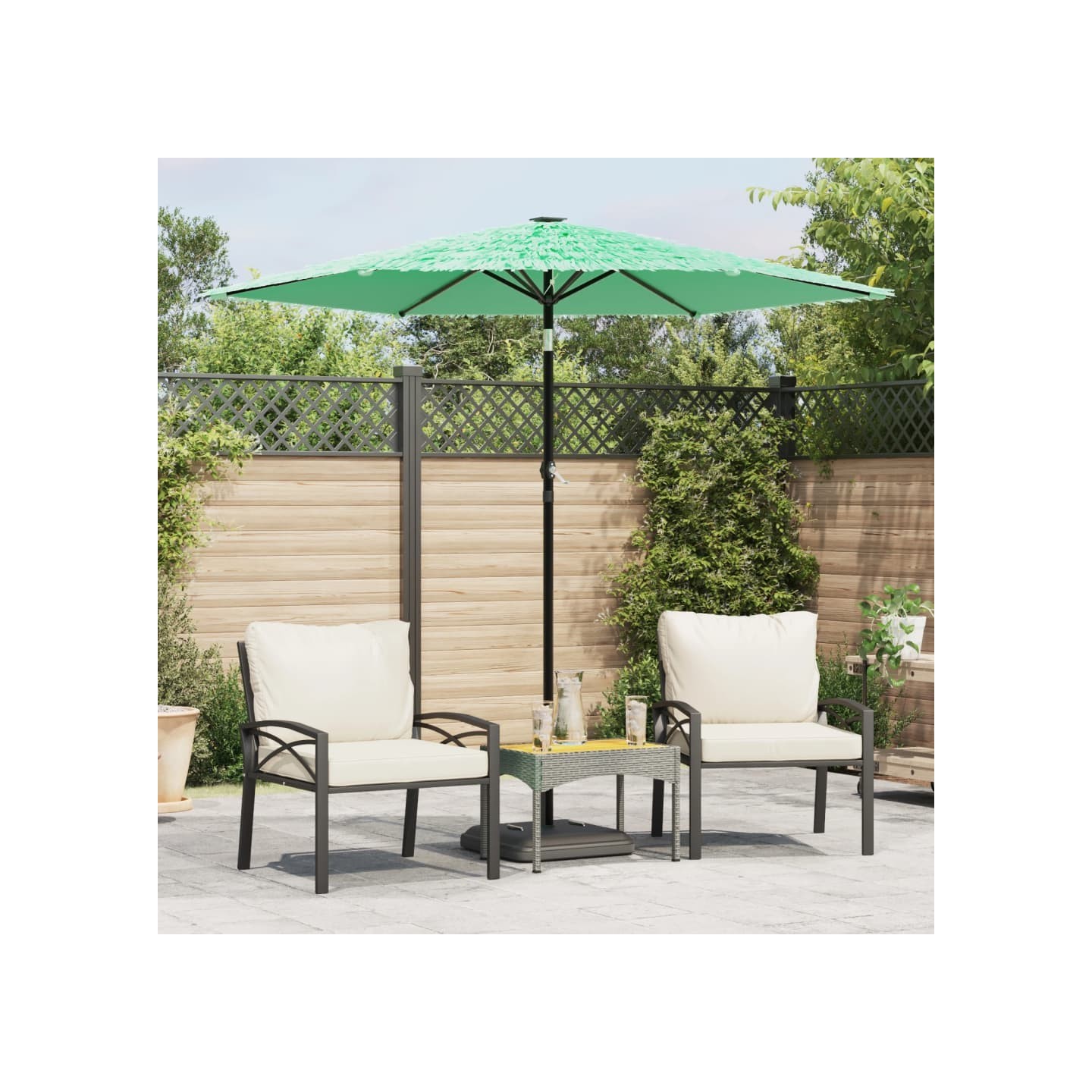 Parasol de jardin avec mât en acier vert 223x223x213 cm