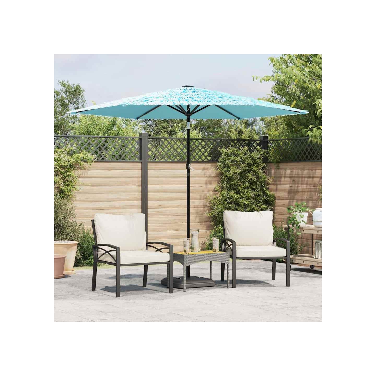 Parasol de jardin avec mât en acier bleu 268x268x226 cm
