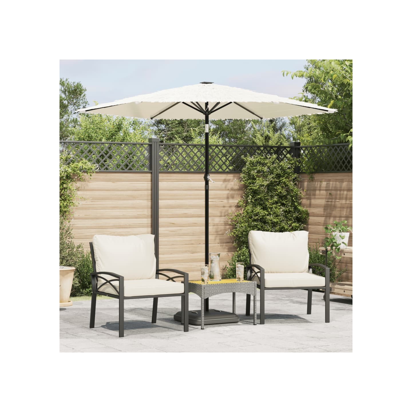 Parasol de jardin avec mât en acier blanc 223x223x213 cm