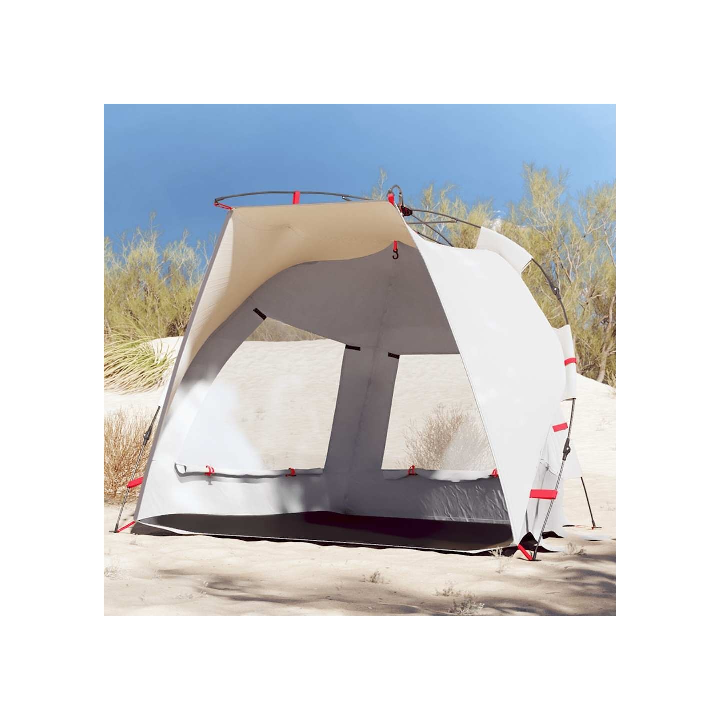 Tente de plage 2 personnes gris libération rapide imperméable