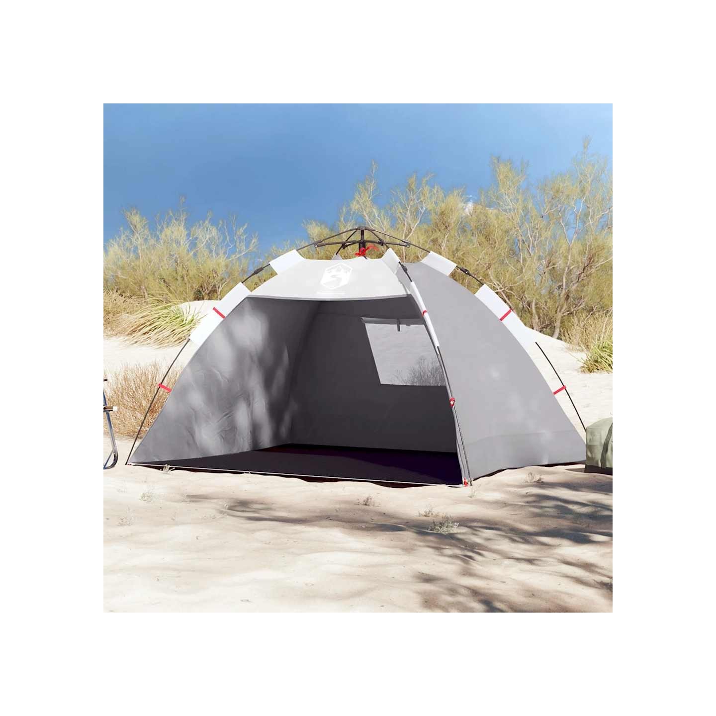 Tente de plage 2 personnes gris libération rapide imperméable