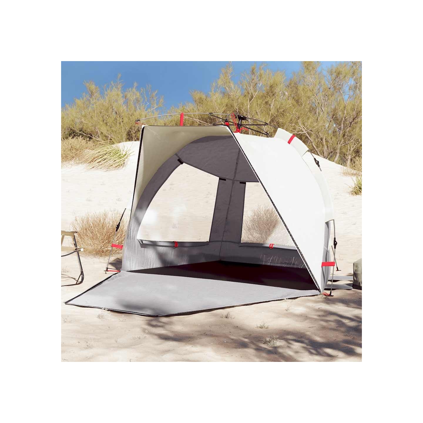 Tente de plage 2 personnes gris libération rapide imperméable
