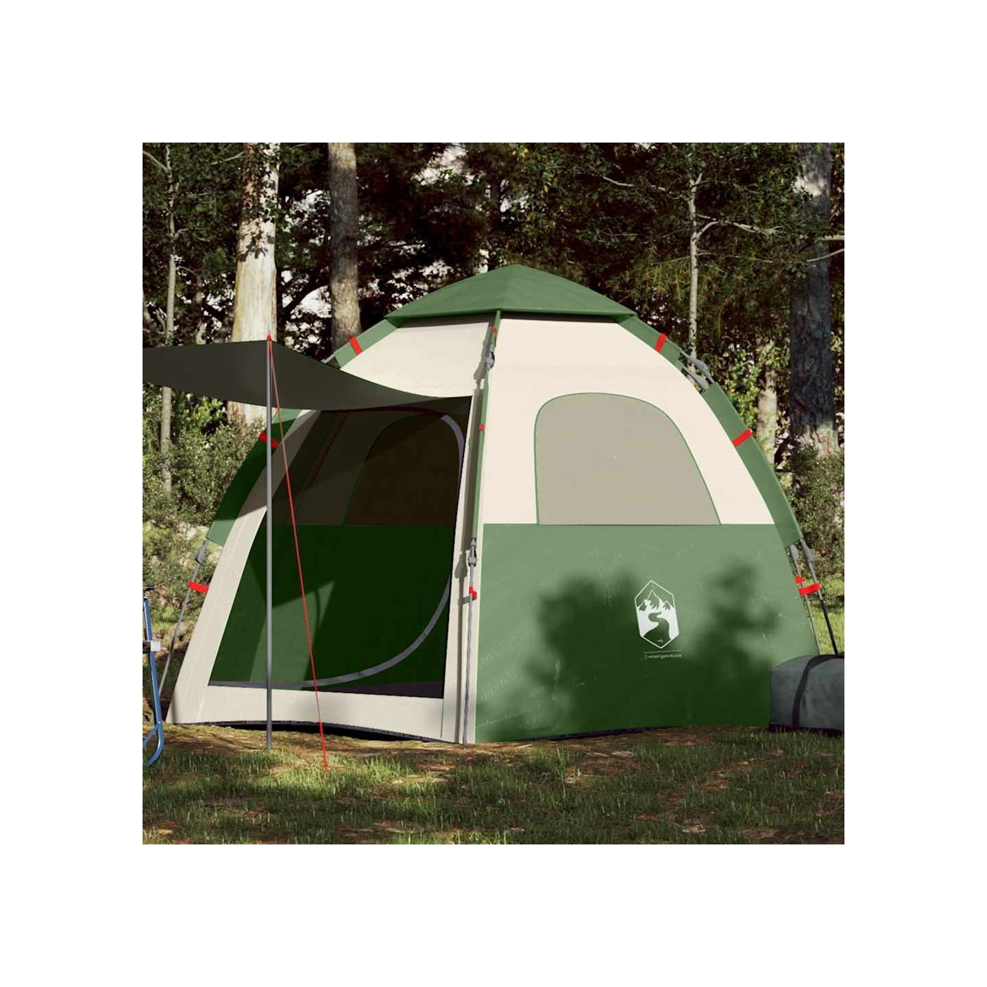 Tente de camping cabine 4 personnes vert libération rapide