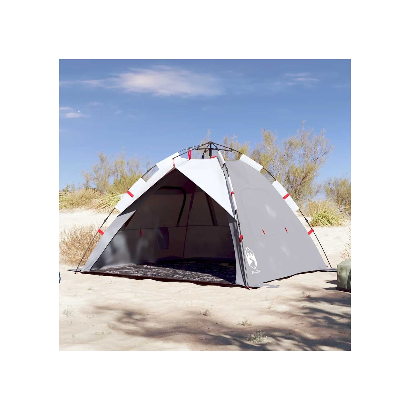 Tente de plage 3 personnes gris libération rapide imperméable