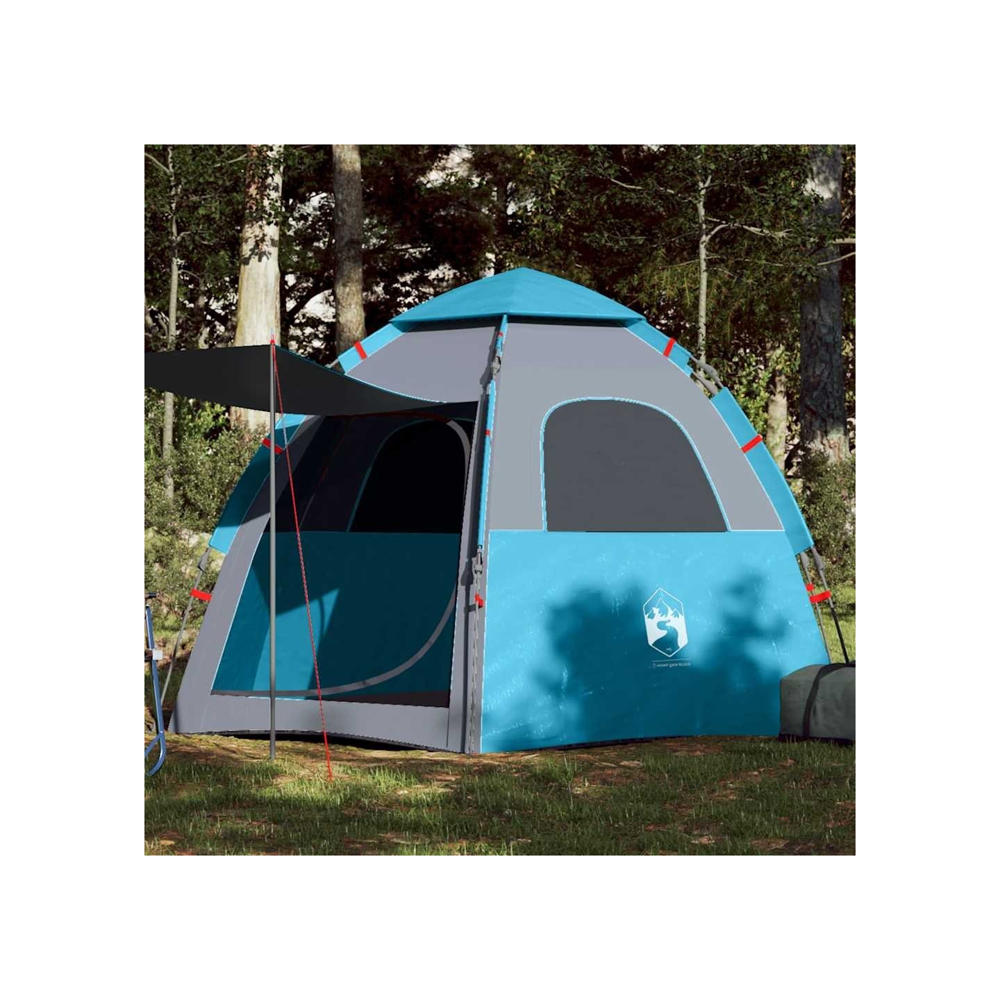 Tente de camping cabine 4 personnes bleu libération rapide