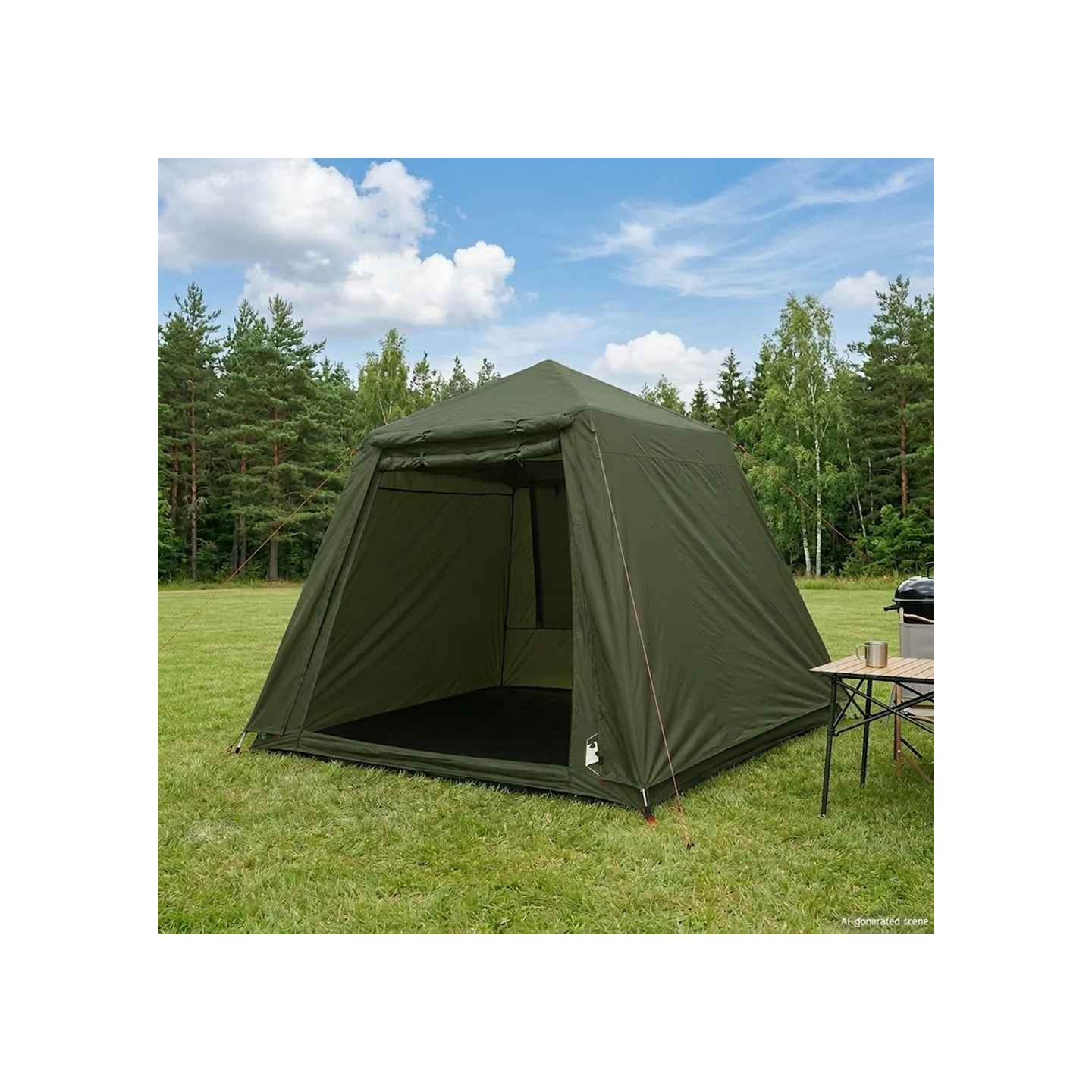 Tente de pêche 4 personnes vert olive libération rapide