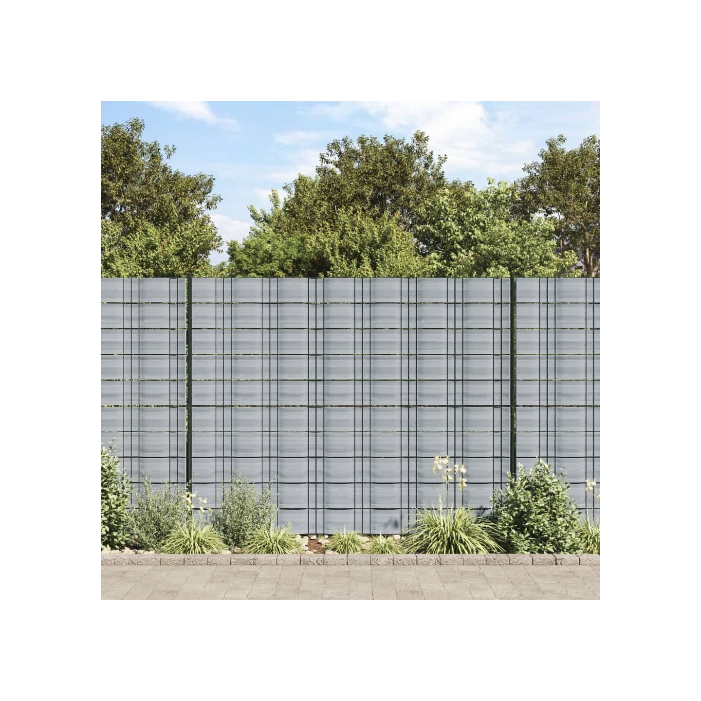 Brises-vues de jardin 10 pcs gris 252,5x19 cm PVC