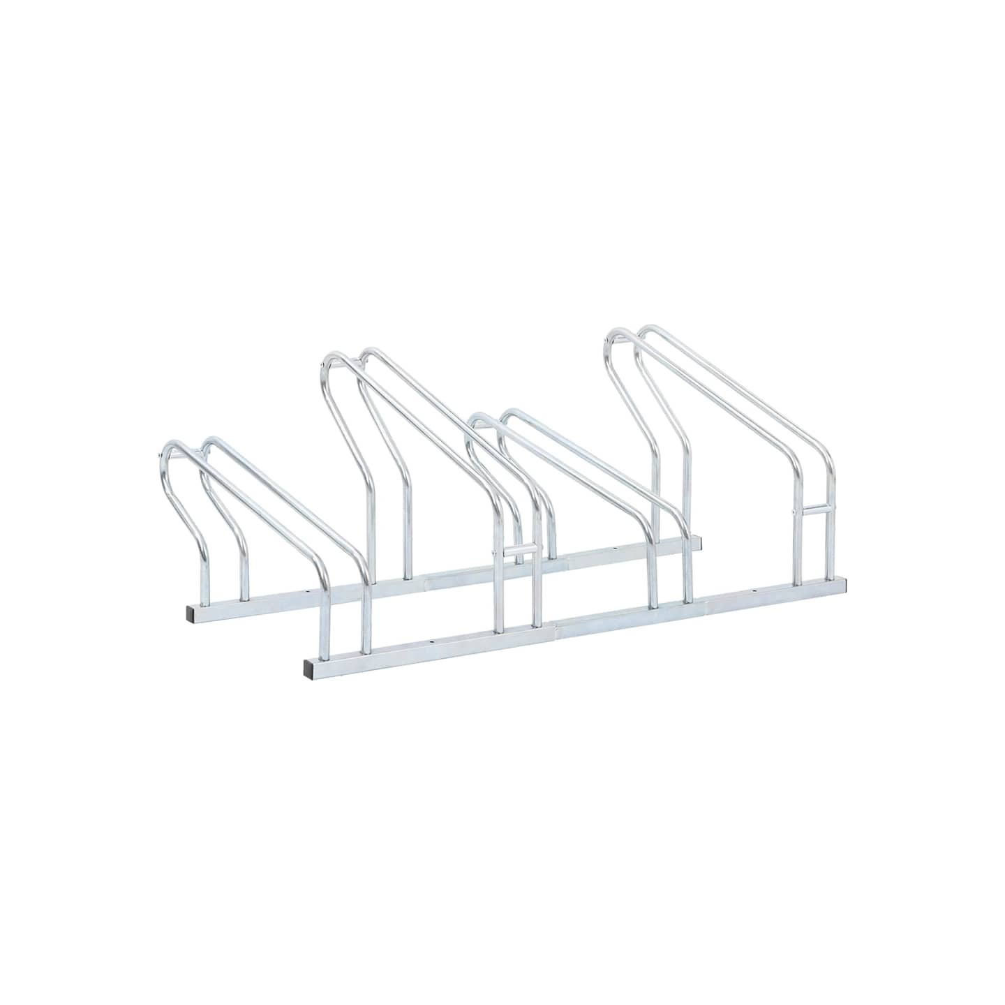Support de vélo au sol autoportant pour 4 vélos acier galvanisé