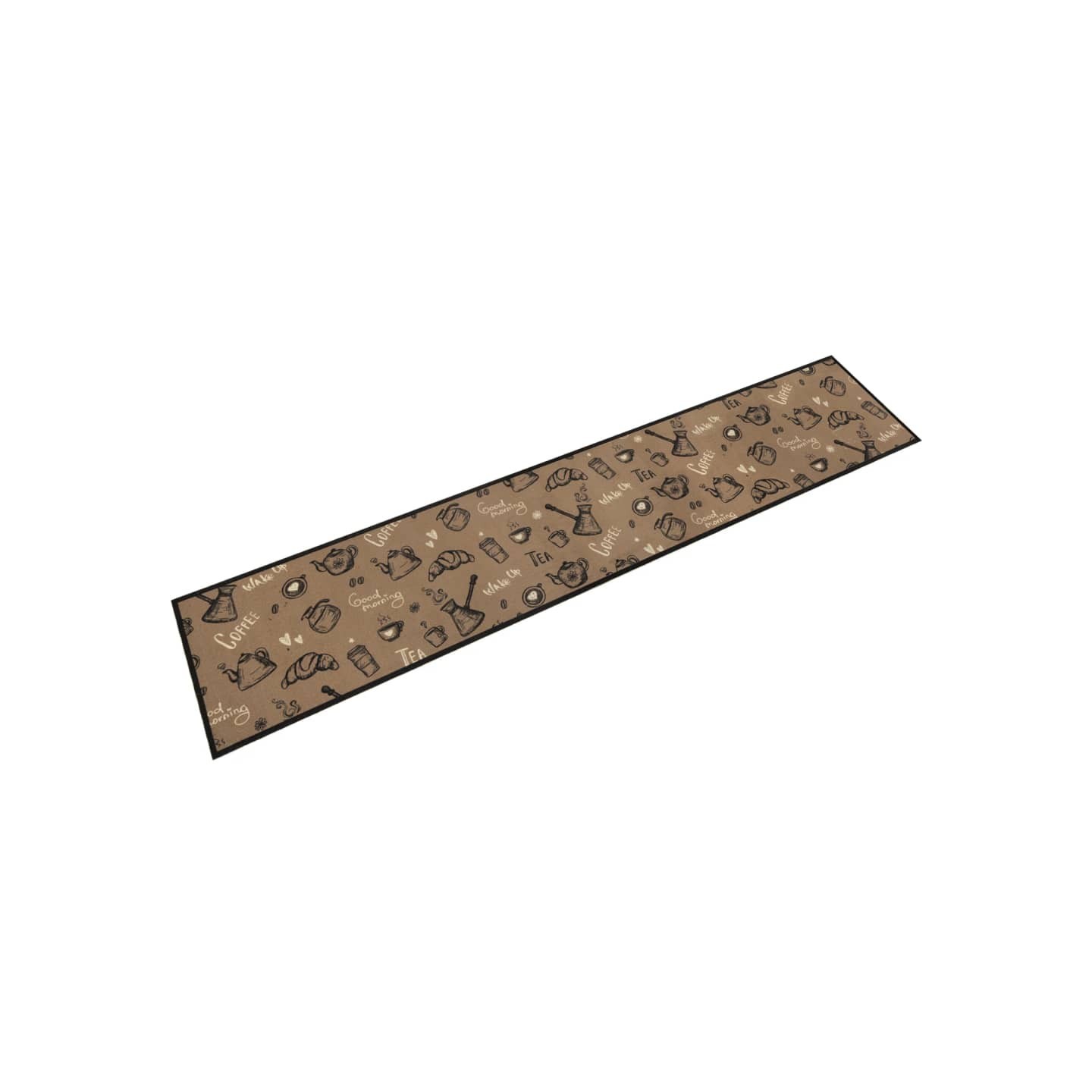 Tapis de cuisine lavable imprimé Morning brun 60x300 cm velours