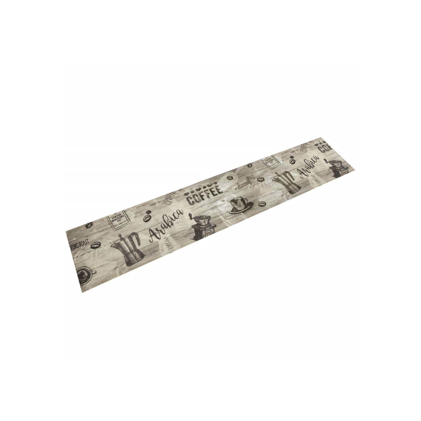 Tapis de cuisine lavable imprimé café gris 60x300 cm velours