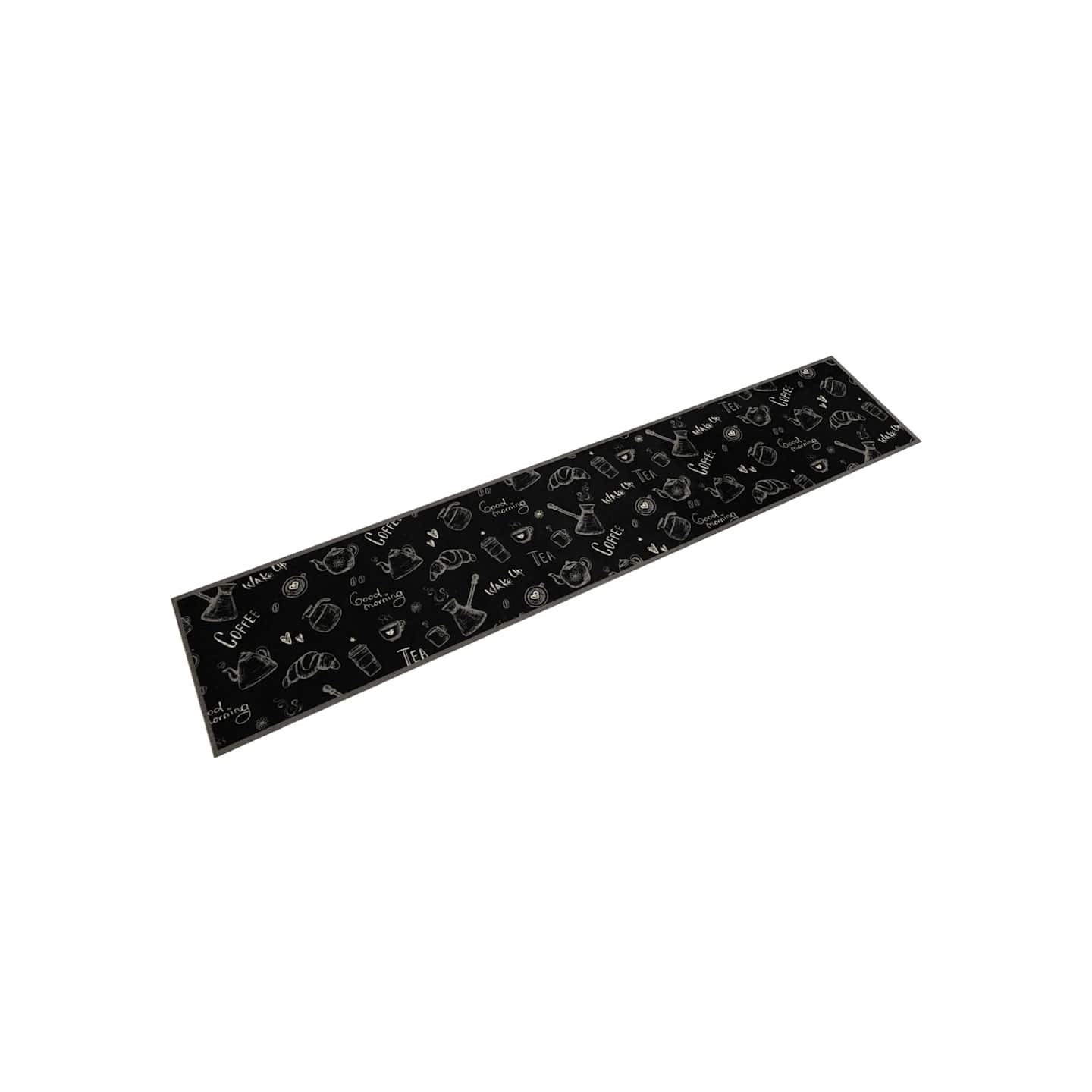 Tapis de cuisine lavable imprimé Morning noir 60x300 cm velours