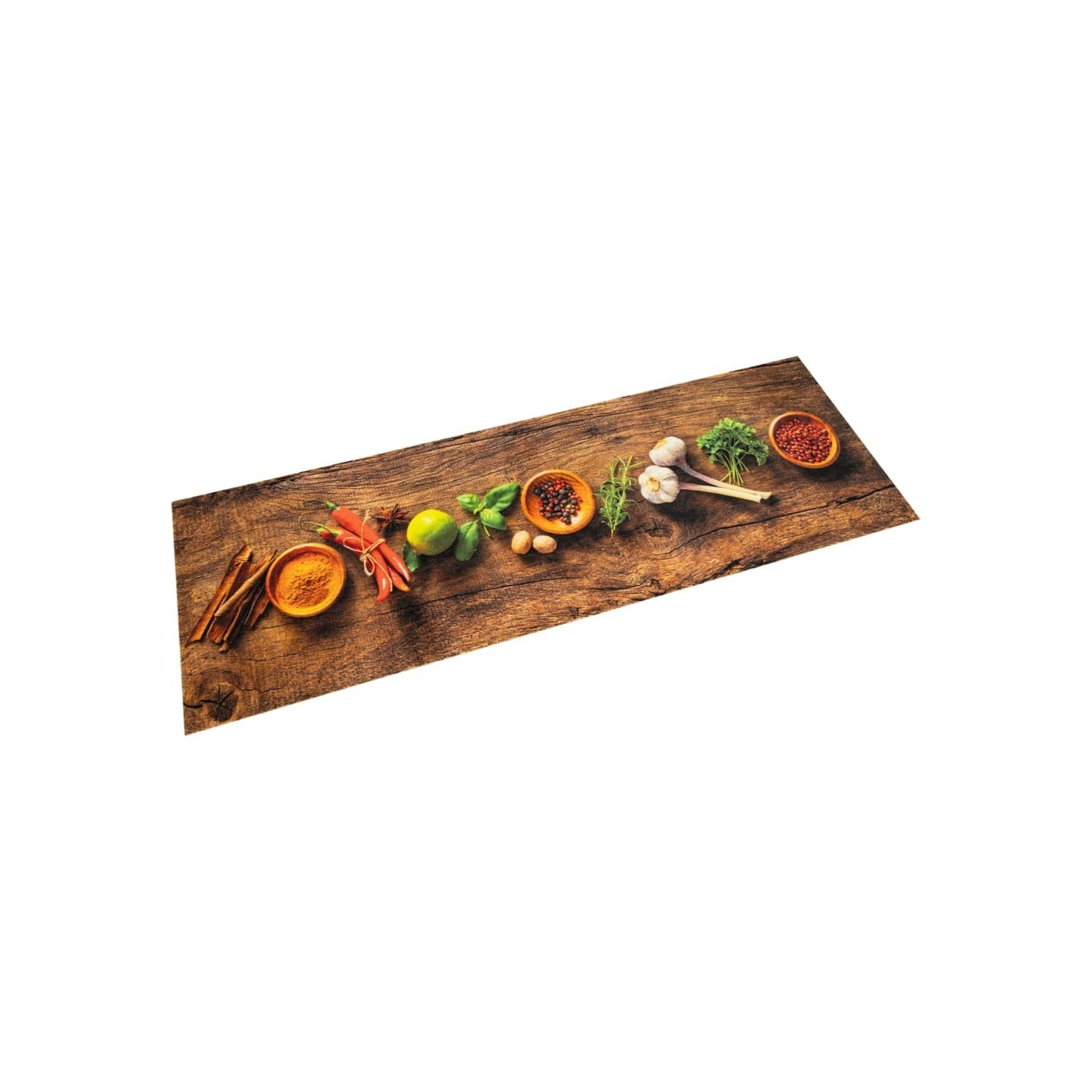 Tapis de cuisine lavable impression d'épices 60x300 cm velours