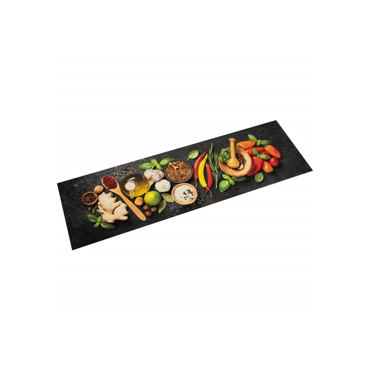 Tapis de cuisine lavable impression d'épices 45x150 cm velours