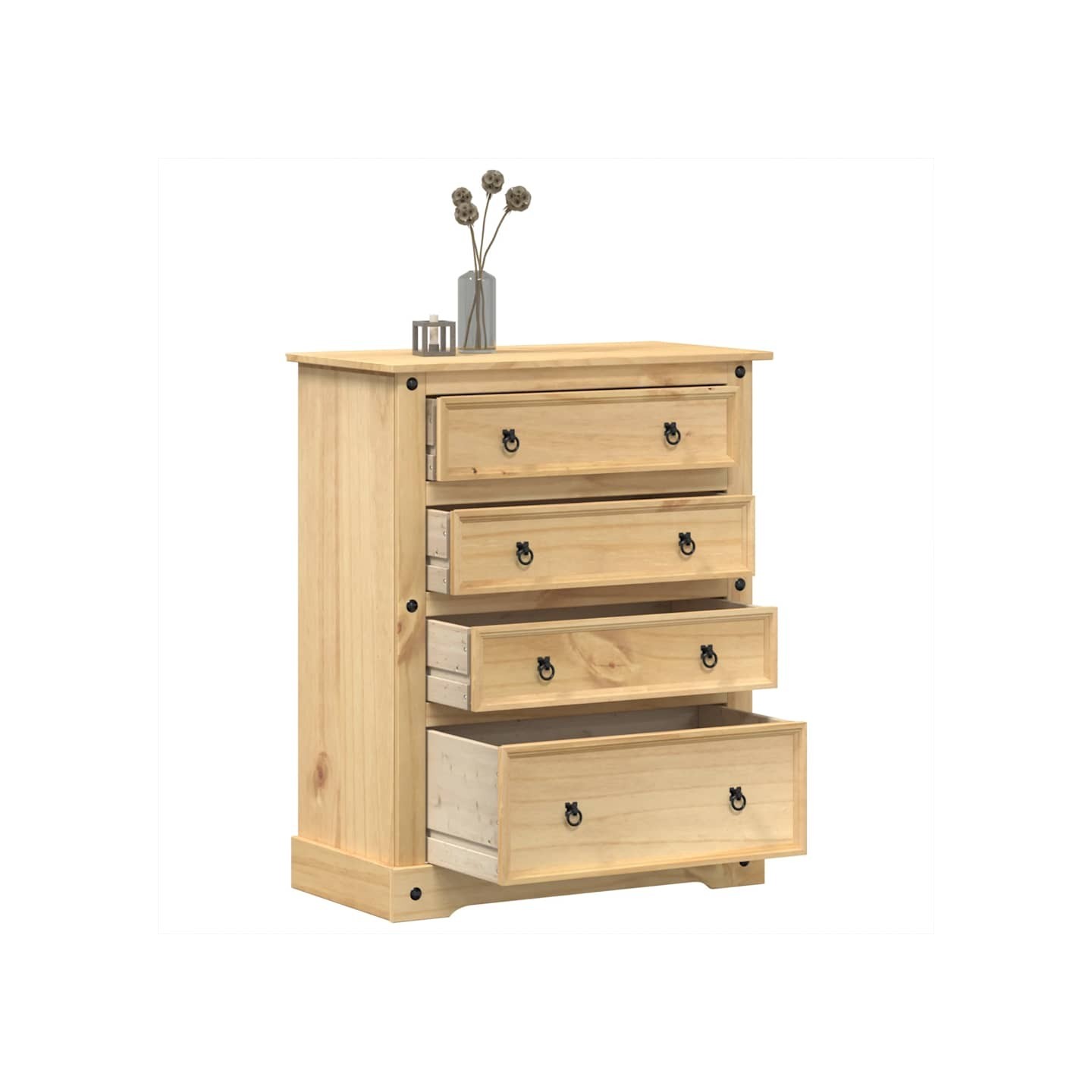 Commode Corona 92x48x114 cm bois massif de pin