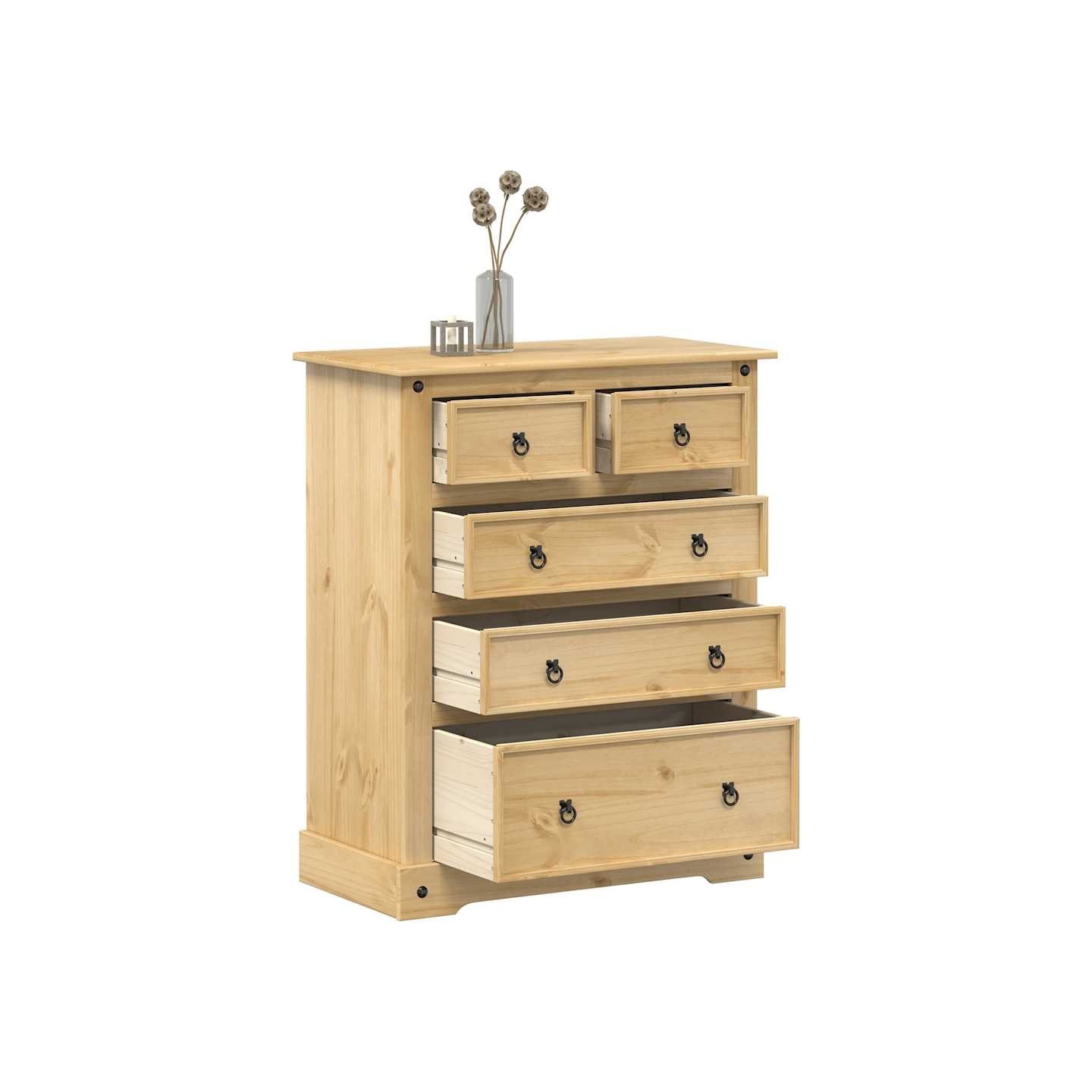 Commode Corona 92x48x114 cm bois massif de pin