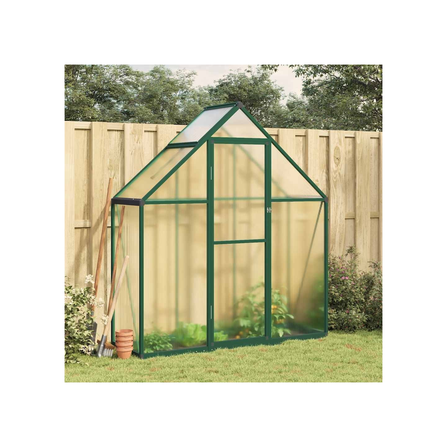 Serre avec cadre de base vert 169x58x195 cm aluminium