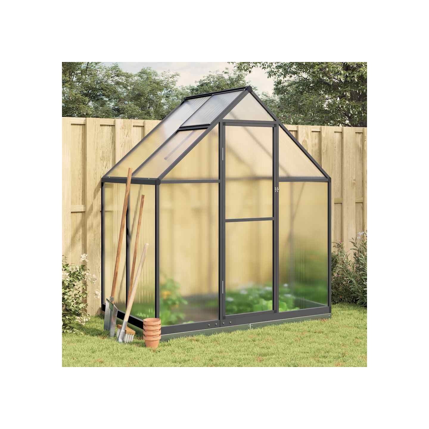 Serre avec cadre de base anthracite 169x114x202 cm aluminium