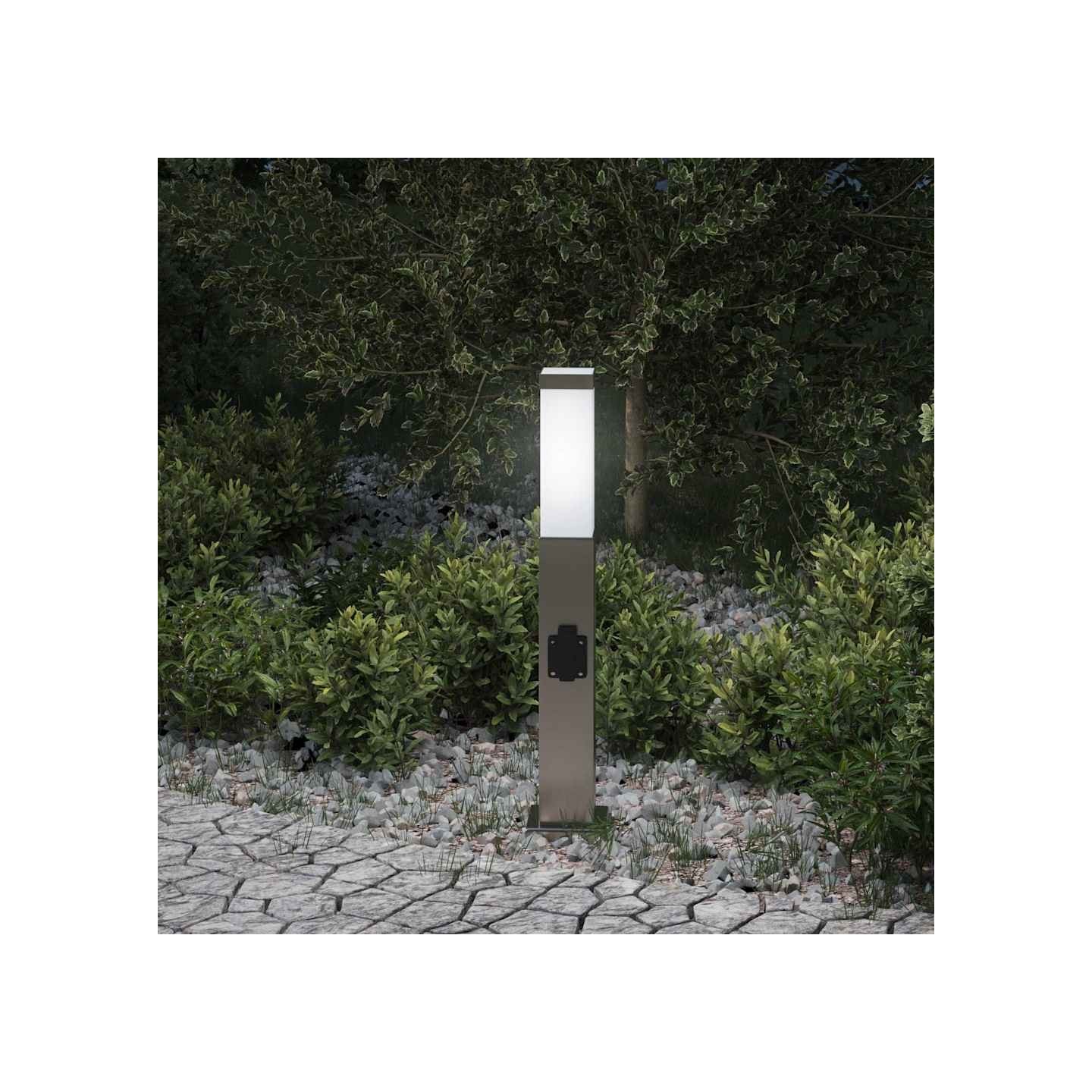 Borne lumineuse avec sortie 50 cm en acier inoxydable IP44