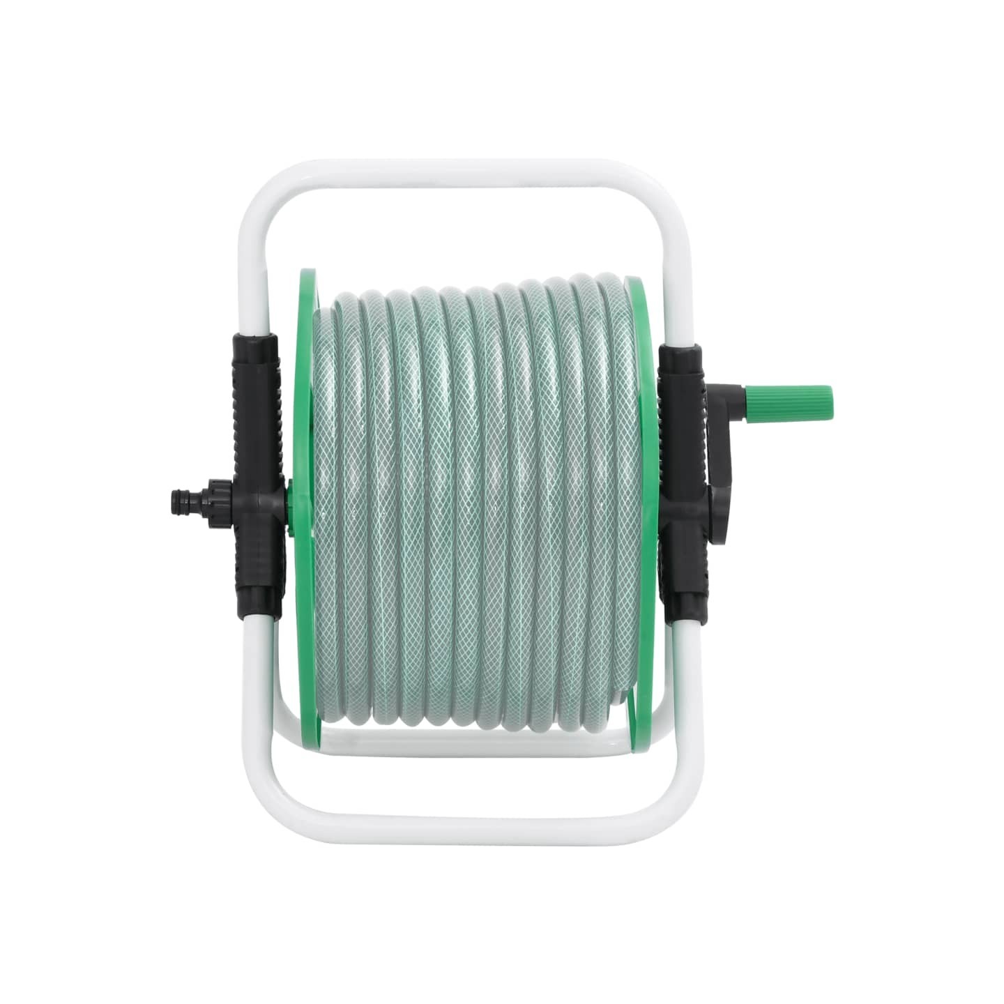 Enrouleur de tuyau vert sur pied pour tuyau de 45 m 1/2" acier