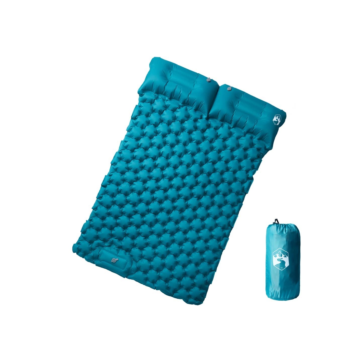 Matelas de camping autogonflant avec oreillers 2 personnes bleu