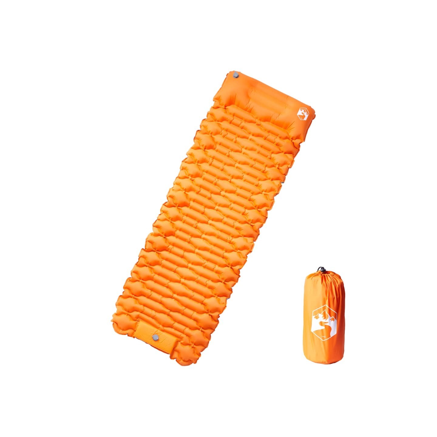 Matelas de camping autogonflant avec oreiller 1 personne orange
