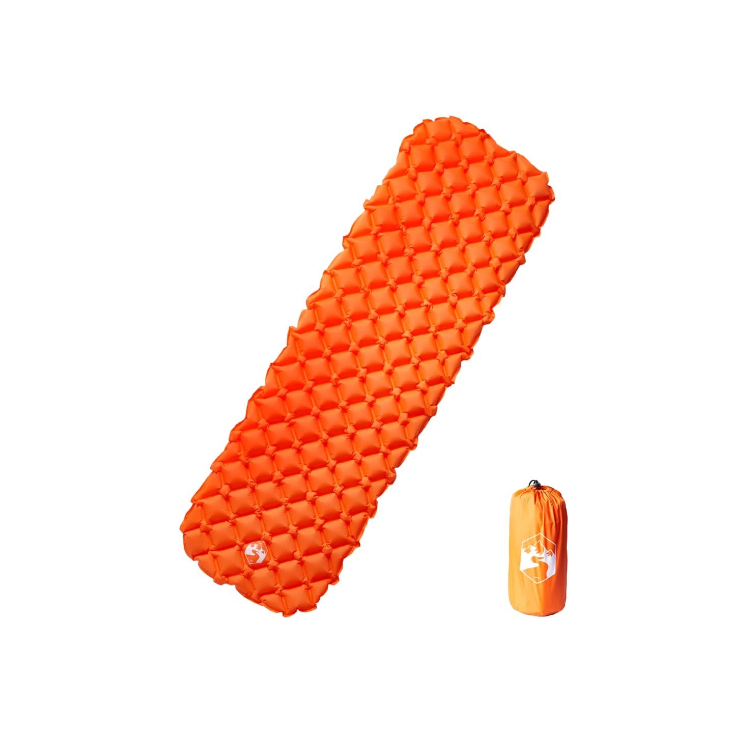 Matelas de camping gonflable 1 personne orange 190x58x6 cm