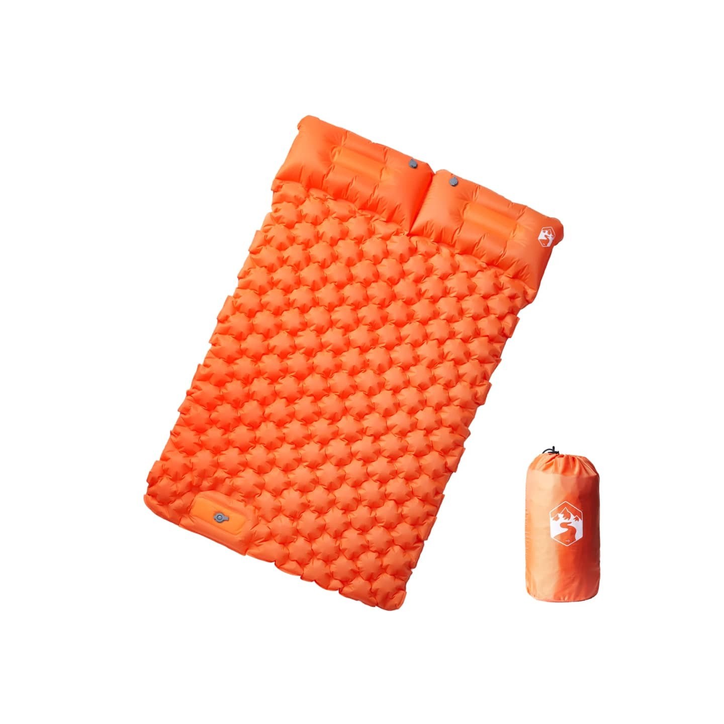Matelas de camping autogonflant et oreillers 2 personnes orange