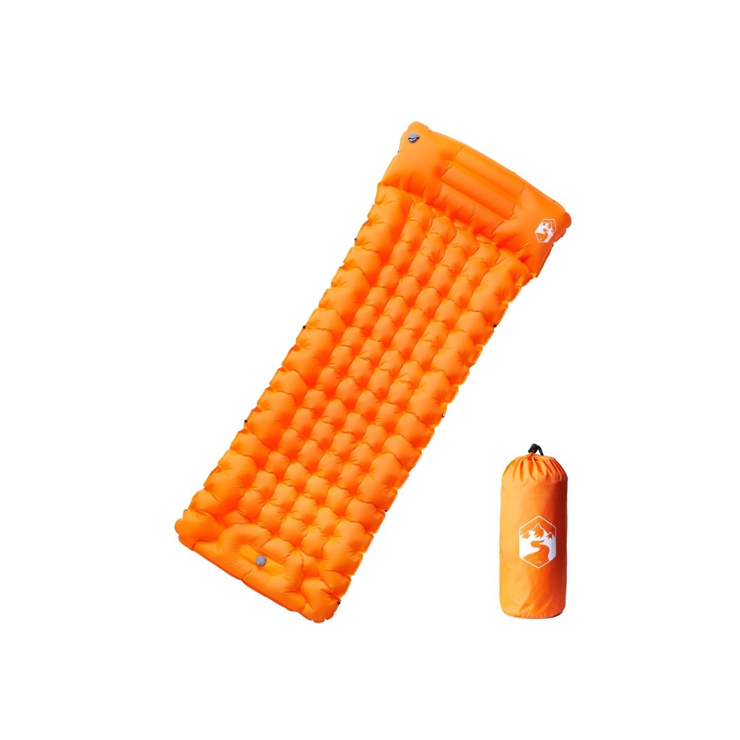 Matelas de camping autogonflant avec oreiller 1 personne orange