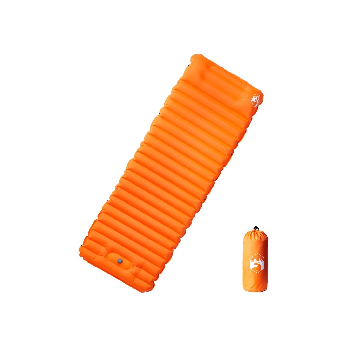 Matelas de camping autogonflant avec oreiller 1 personne orange
