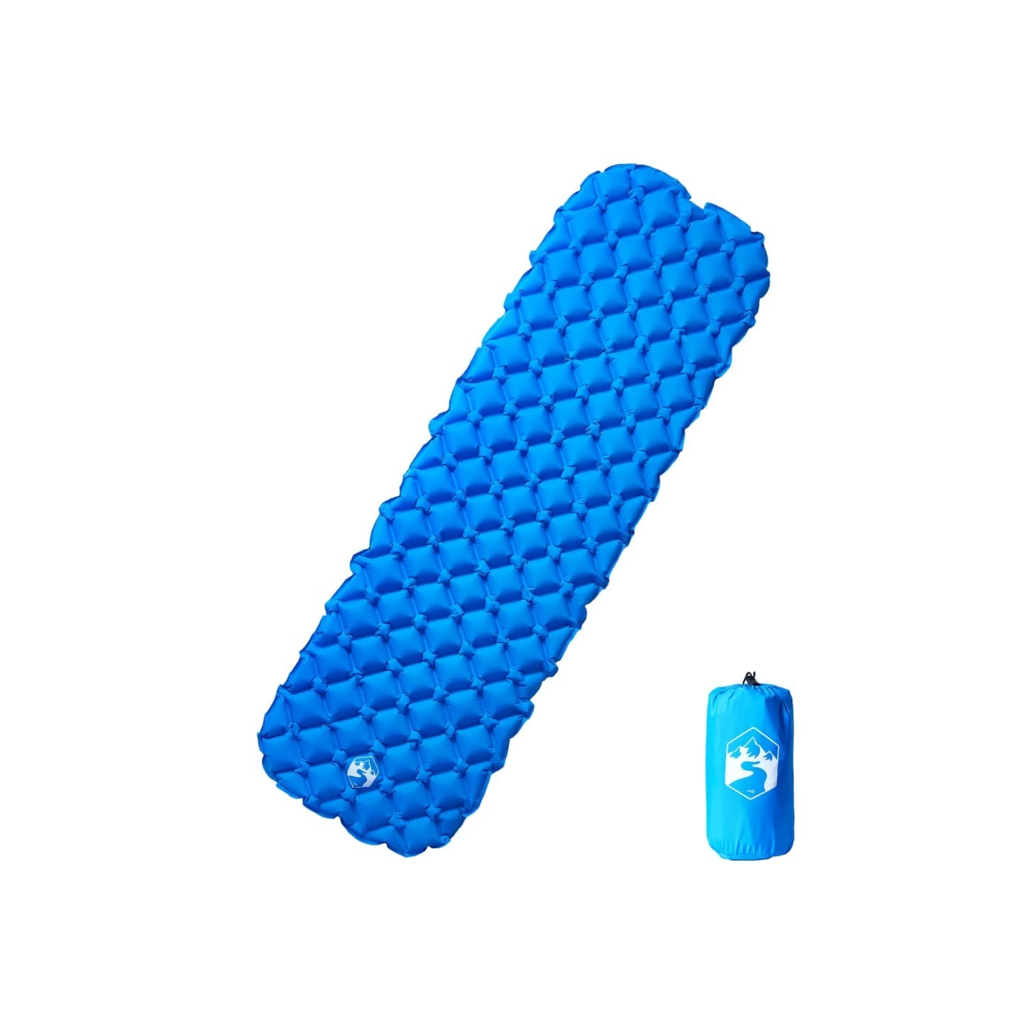 Matelas de camping gonflable 1 personne bleu 190x58x6 cm