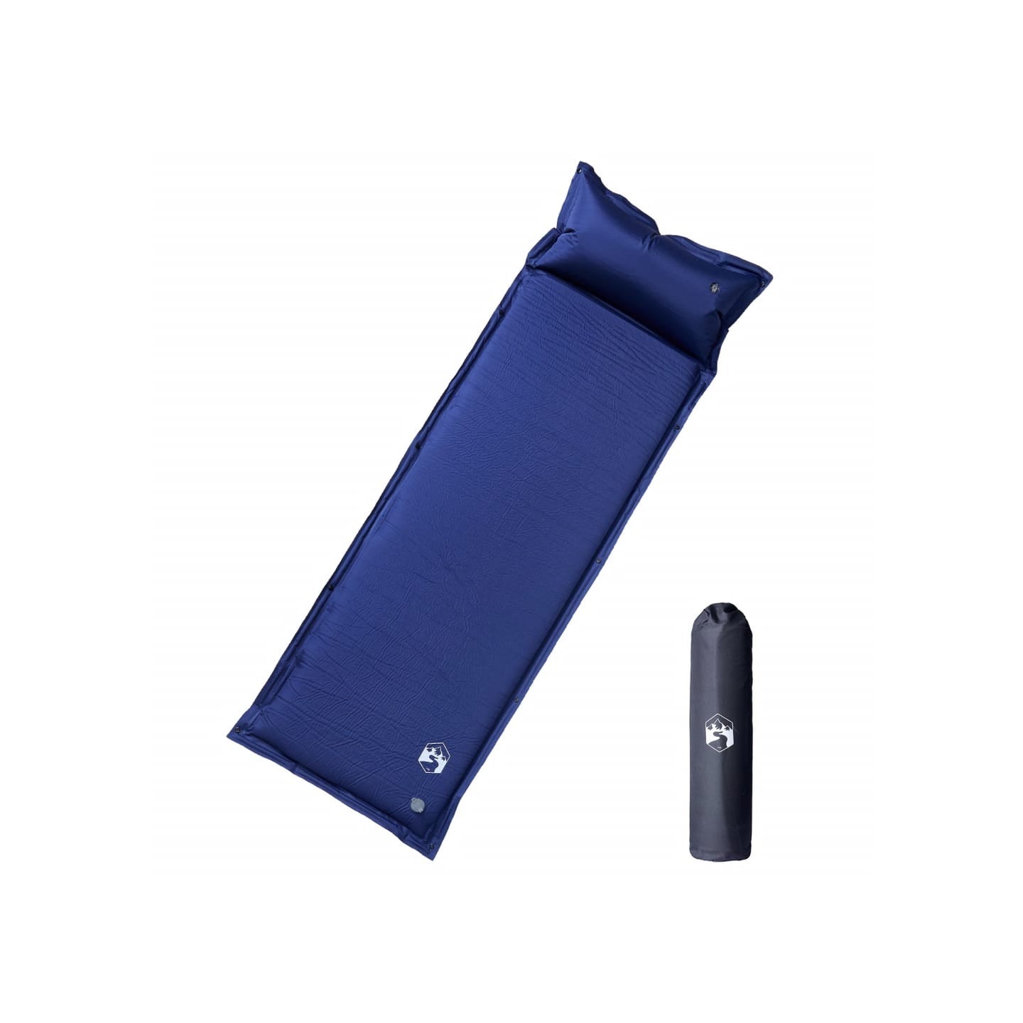 Matelas de camping autogonflant oreiller 1 personne bleu marine
