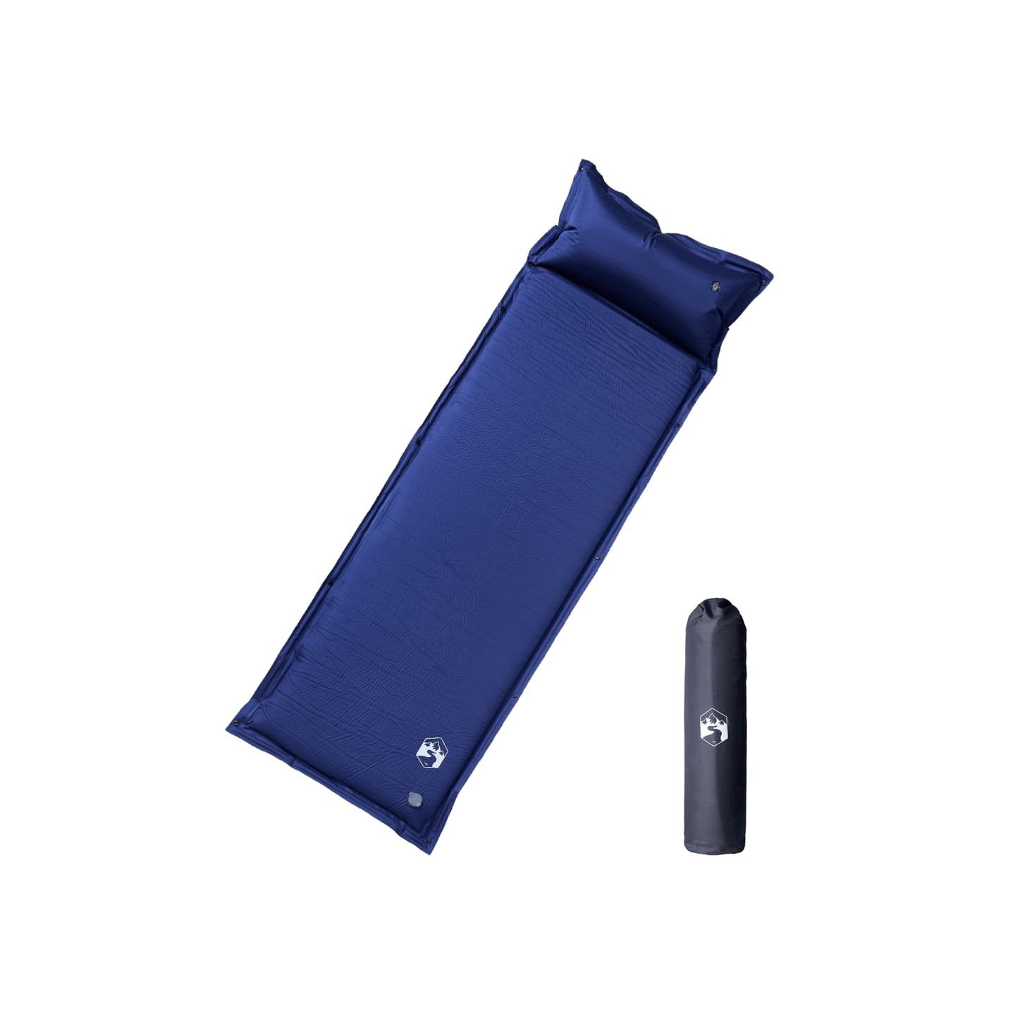 Matelas de camping autogonflant oreiller 1 personne bleu marine