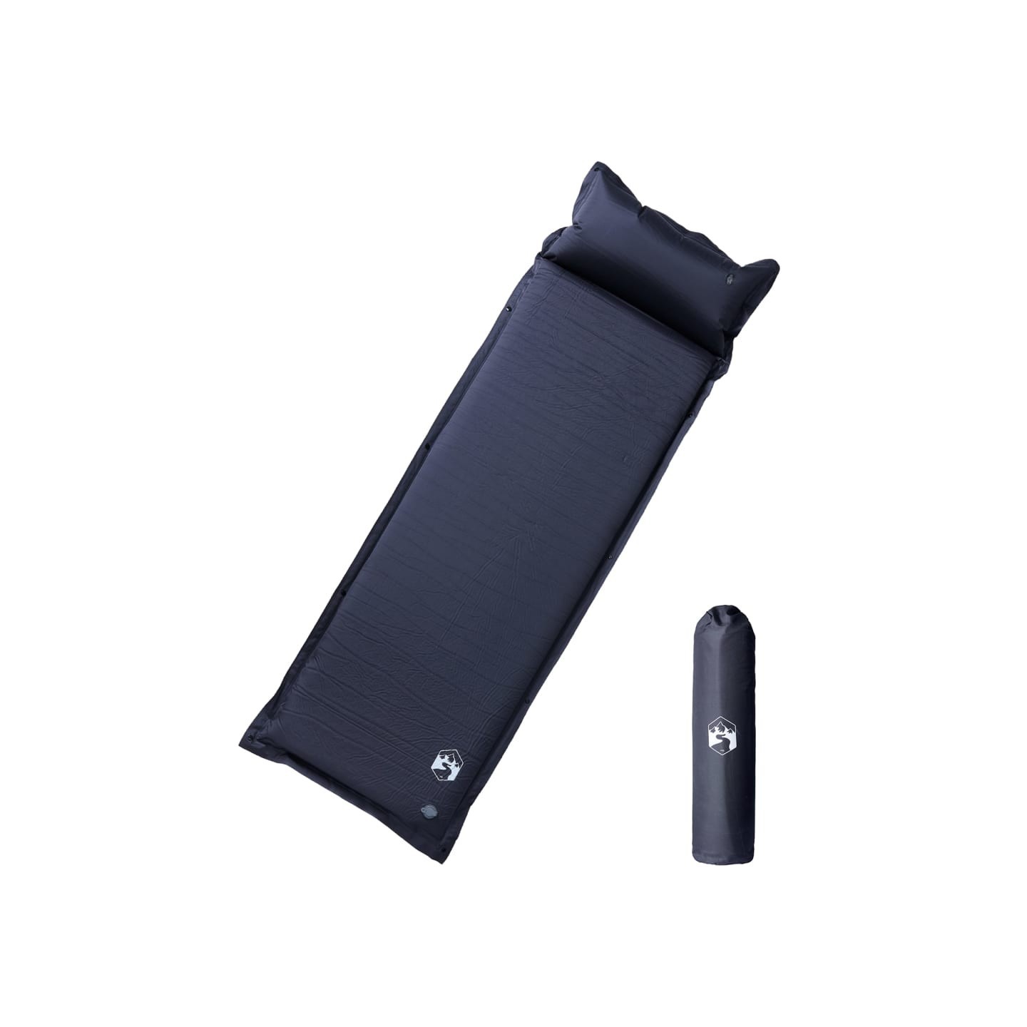 Matelas de camping autogonflant avec oreiller 1 personne gris