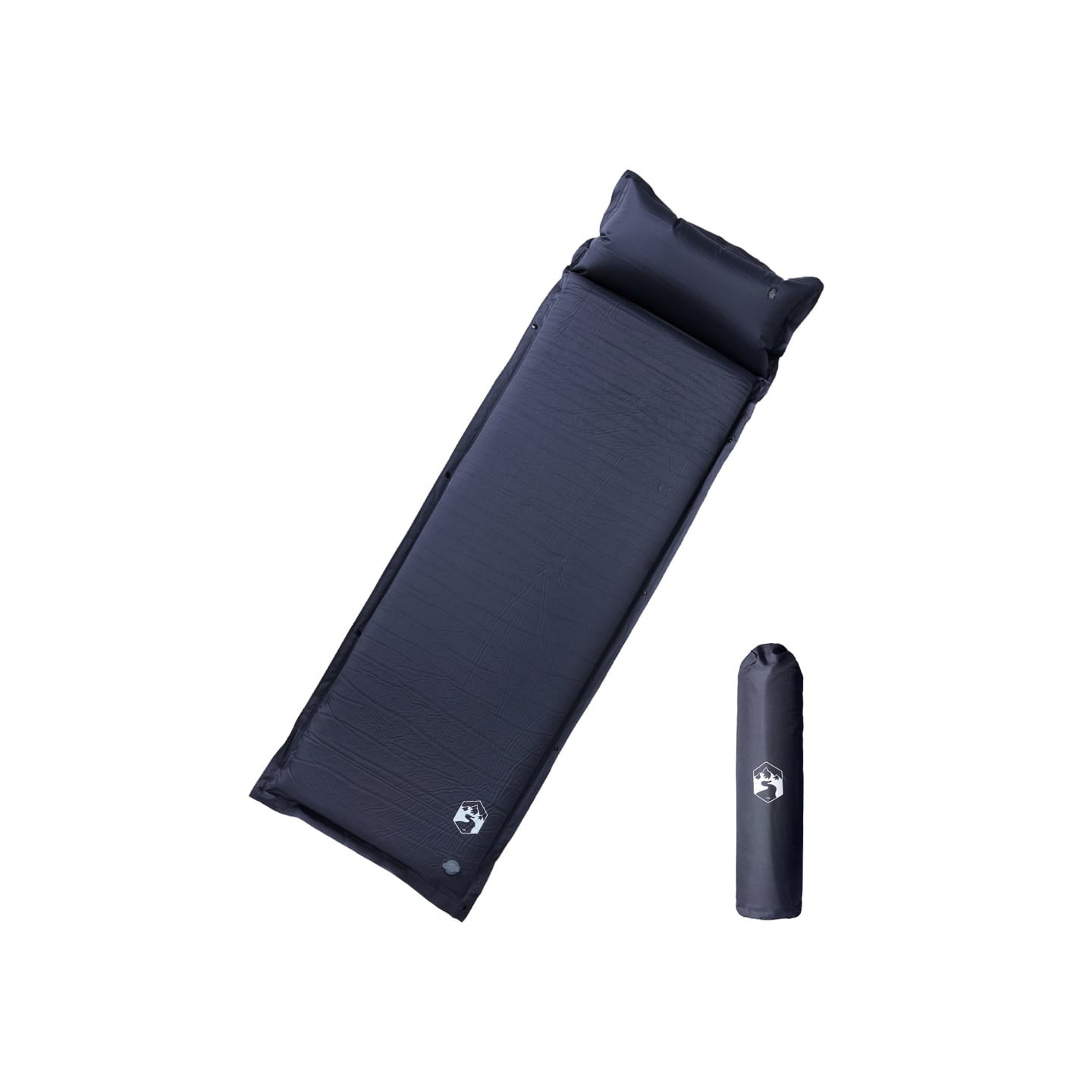 Matelas de camping autogonflant avec oreiller 1 personne gris