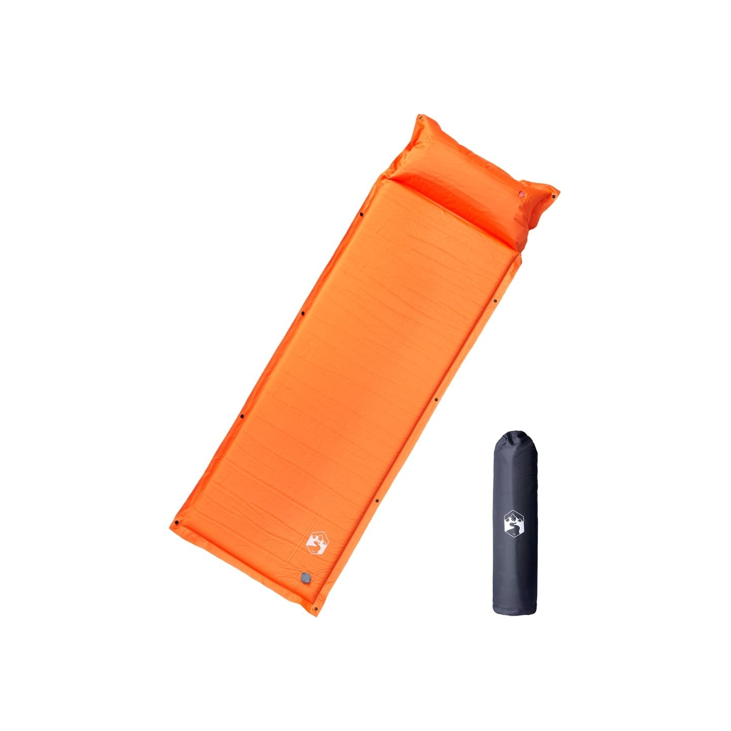 Matelas de camping autogonflant avec oreiller 1 personne orange